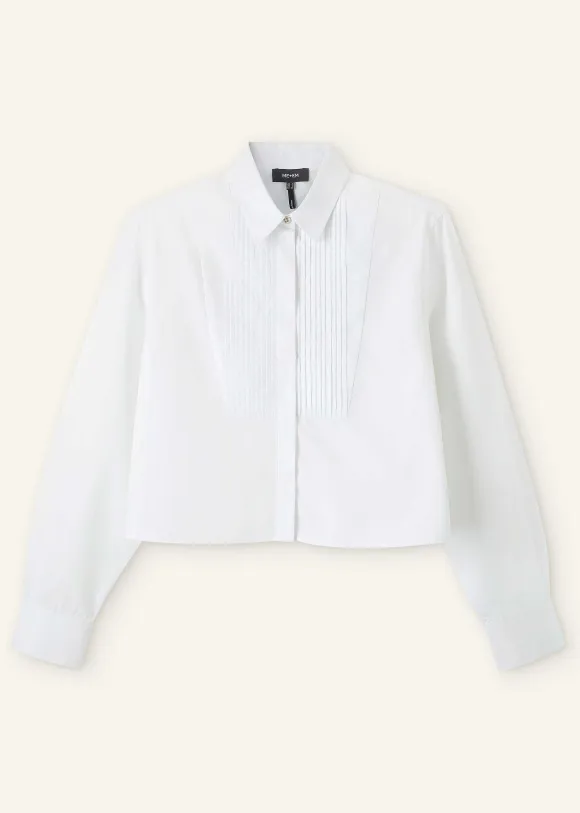 Cotton Bib Detail Crop Shirt