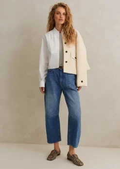 Cotton Bib Detail Crop Shirt