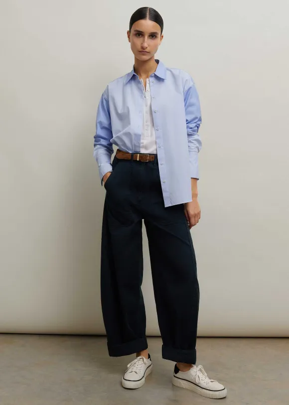Cotton Colour Block Oversized Shirt
