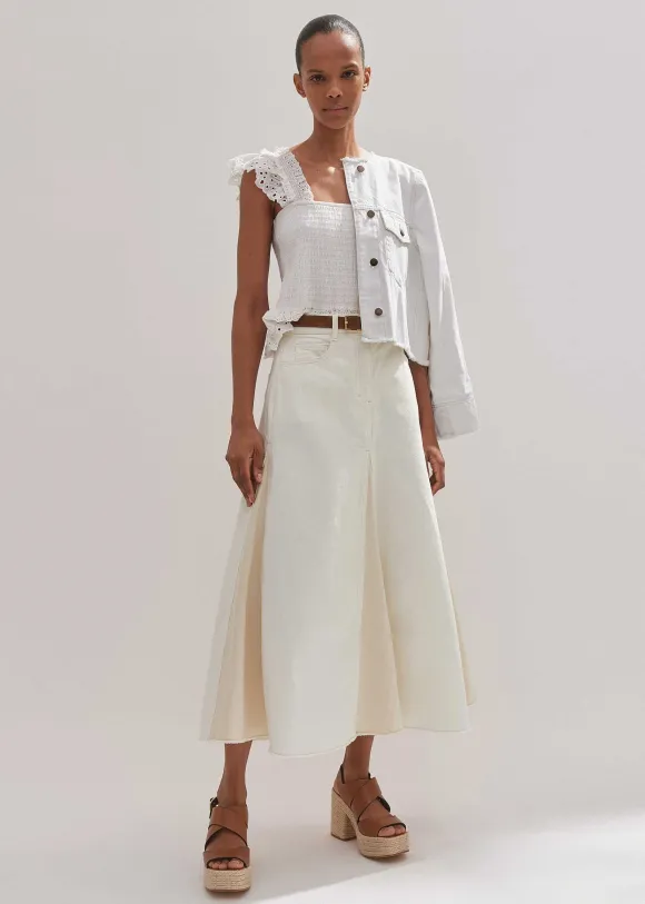 Cotton Delicate Broderie Shirred Top