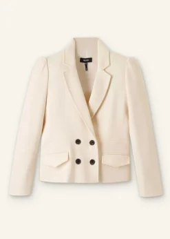 Cotton Herringbone Fitted Short Blazer