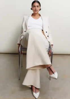 Cotton Herringbone Wide-Leg Trouser Suit