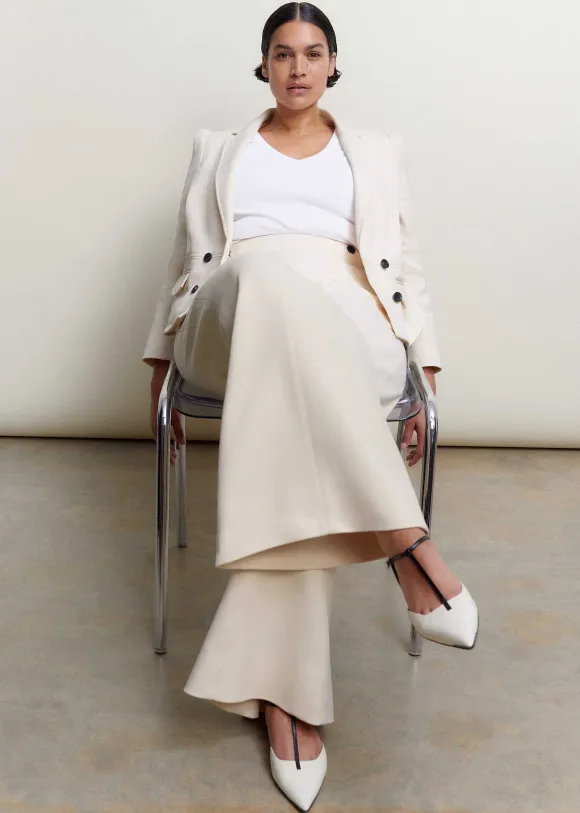 Cotton Herringbone Wide-Leg Trouser Suit