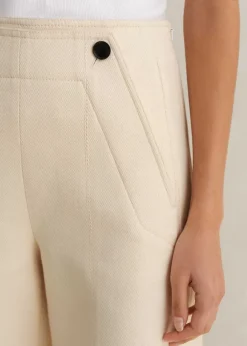Cotton Herringbone Wide-Leg Trouser