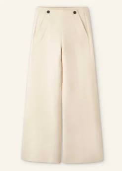 Cotton Herringbone Wide-Leg Trouser
