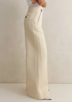 Cotton Herringbone Wide-Leg Trouser