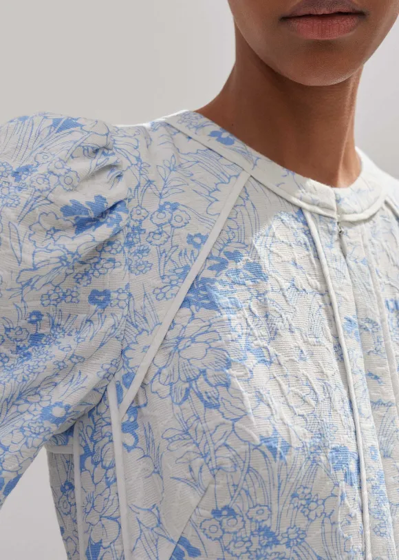 Cotton Jacquard Gardenia Print Maxi Dress