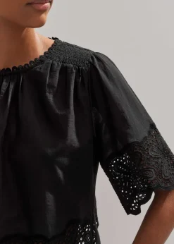 Cotton Lace Flower Broderie Blouse
