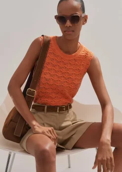 Cotton Lace Stitch Knit Vest