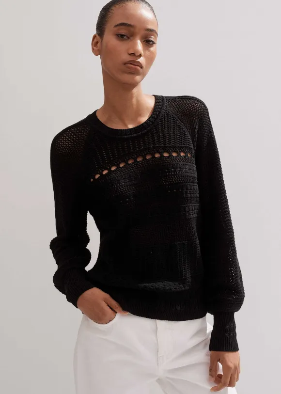 Cotton Lace Stitch Raglan Sleeve Jumper