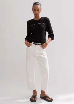Cotton Lace Stitch Raglan Sleeve Jumper