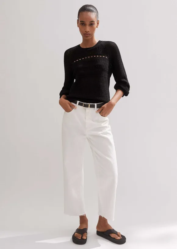 Cotton Lace Stitch Raglan Sleeve Jumper