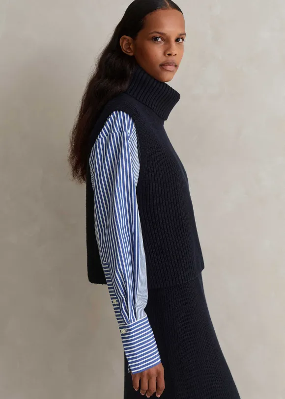 Cotton Merino Rib Layering Vest + Snood
