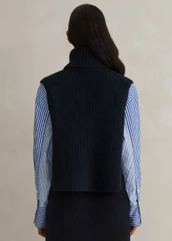 Cotton Merino Rib Layering Vest + Snood