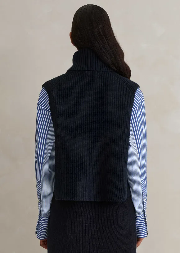 Cotton Merino Rib Layering Vest + Snood