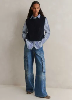 Cotton Merino Rib Layering Vest + Snood