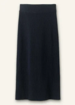 Cotton Merino Rib Straight Maxi Skirt