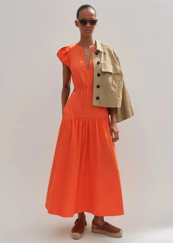 Cotton Poplin Cut-Out Maxi Dress