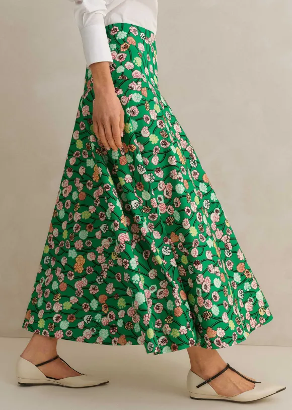 Cotton Poplin Lantana Print Maxi Skirt