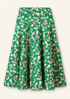 Cotton Poplin Lantana Print Maxi Skirt