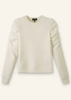 Cotton Ruche Sleeve Sweatshirt