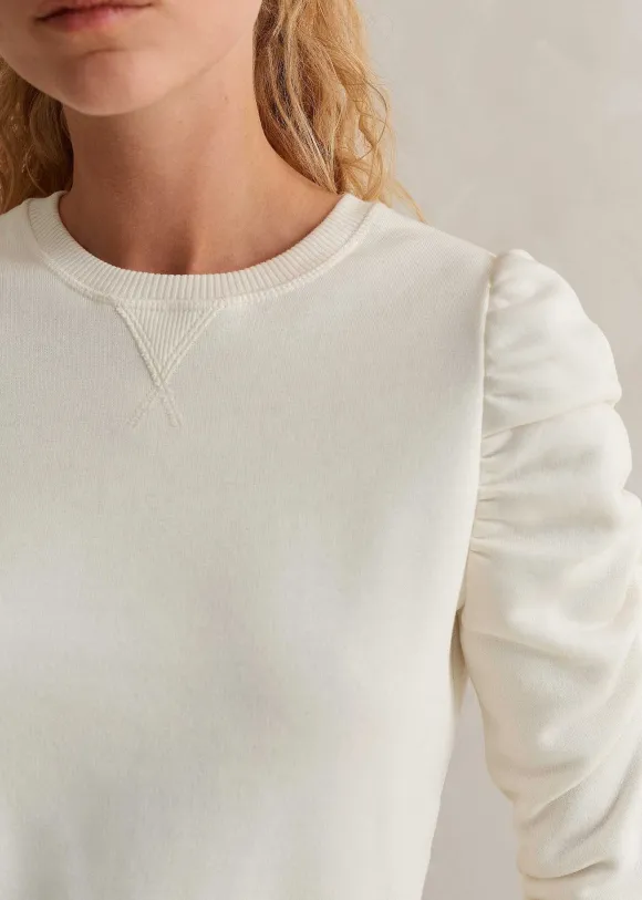 Cotton Ruche Sleeve Sweatshirt