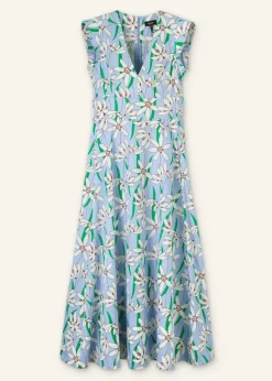 Cotton Sateen Snowdrop Print Maxi Dress