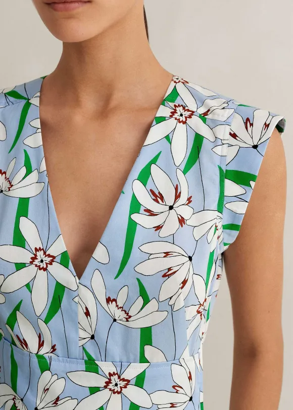 Cotton Sateen Snowdrop Print Maxi Dress