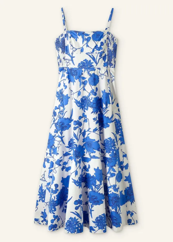 Cotton Scribbled Flower Print Maxi Dress