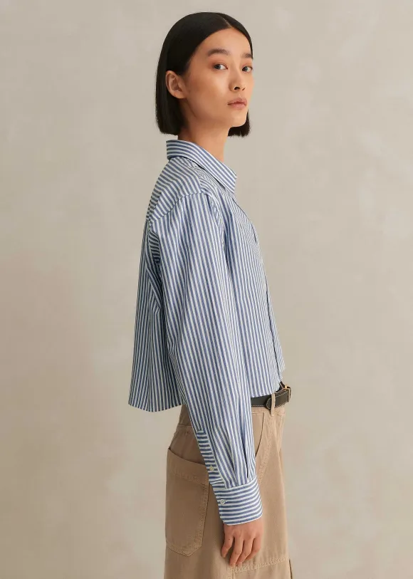 Cotton Striped Crop Shirt