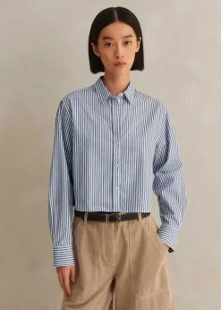 Cotton Striped Crop Shirt
