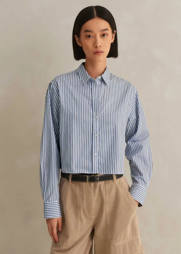 Cotton Striped Crop Shirt