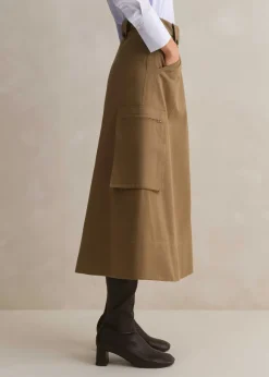Cotton Utility Midi Skirt