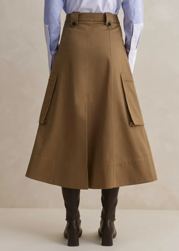 Cotton Utility Midi Skirt