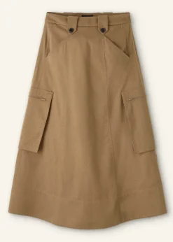 Cotton Utility Midi Skirt