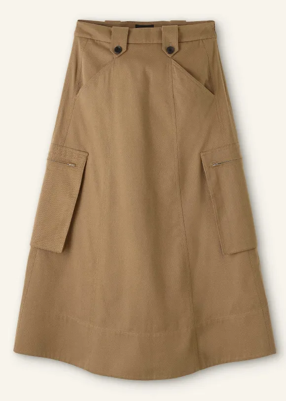 Cotton Utility Midi Skirt