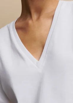 Cotton V-Neck Oversized Crop Tee