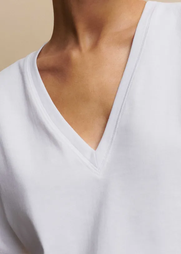 Cotton V-Neck Oversized Crop Tee