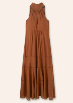 Cotton Voile Halterneck Full-Length Dress