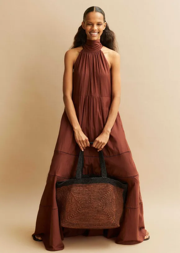 Cotton Voile Halterneck Full-Length Dress