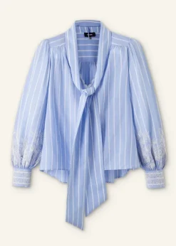 Cotton Voile Lace Embroidered Top + Tie