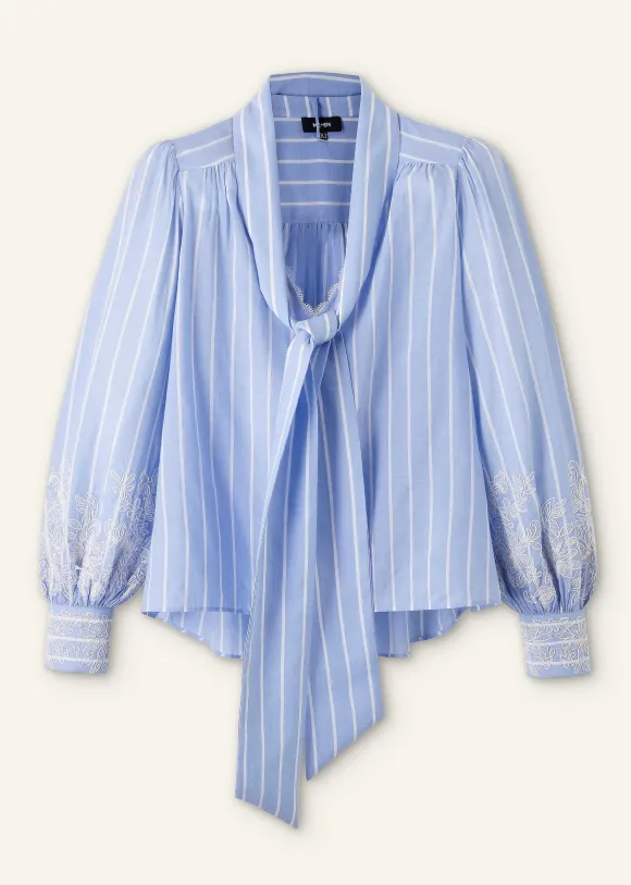 Cotton Voile Lace Embroidered Top + Tie