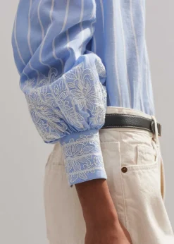 Cotton Voile Lace Embroidered Top + Tie