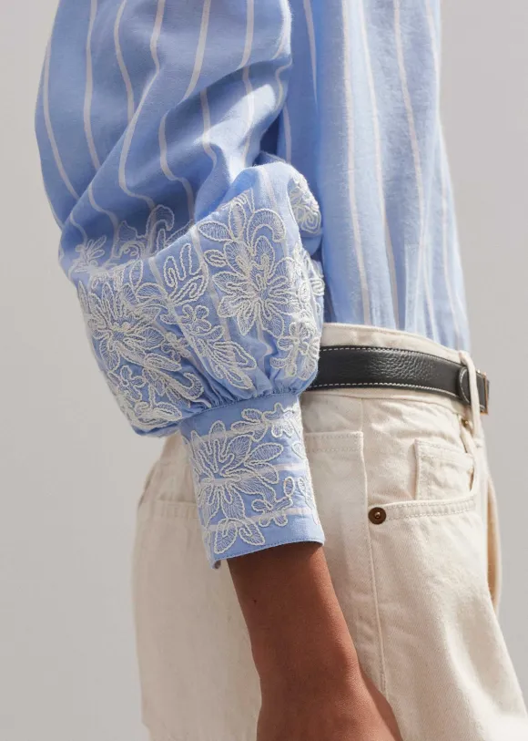 Cotton Voile Lace Embroidered Top + Tie