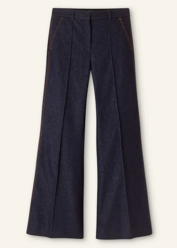 Cotton-Blend Denim Kick Flare Trouser
