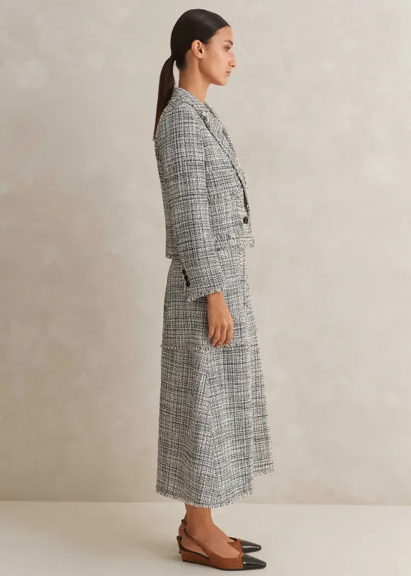 Cotton-Blend Fringe Trim Midi Dress Co-Ord