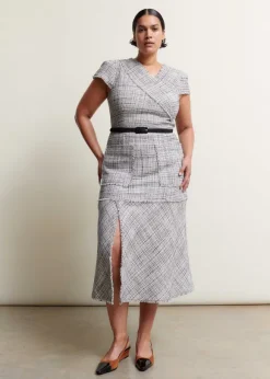 Cotton-Blend Fringe Trim Midi Dress