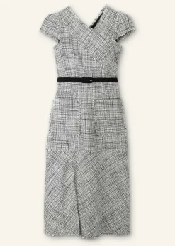 Cotton-Blend Fringe Trim Midi Dress