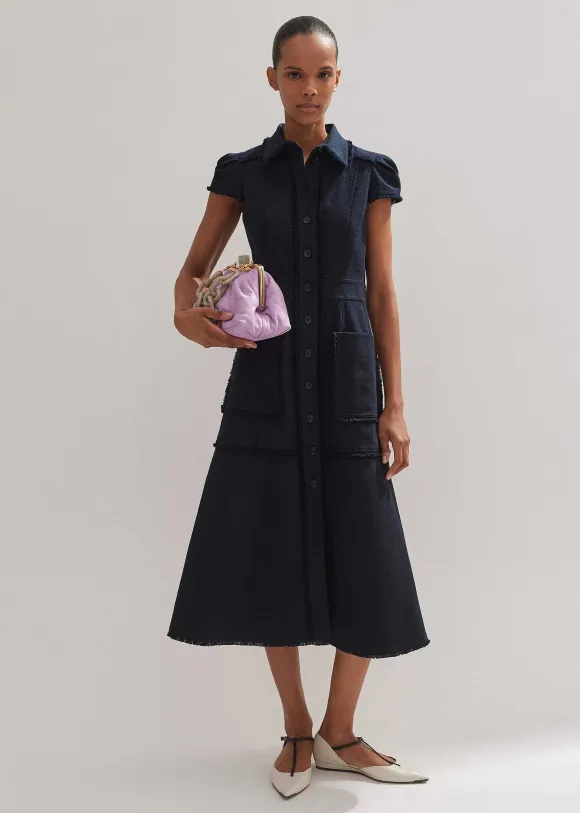 Cotton-Blend Fringed Midi Dress