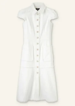 Cotton-Blend Fringed Midi Dress